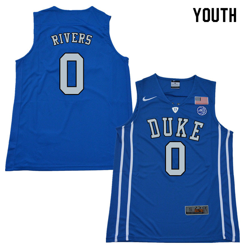 2018 Youth #0 Austin Rivers Duke Blue Devils College Basketball Jerseys Sale-Blue - Click Image to Close